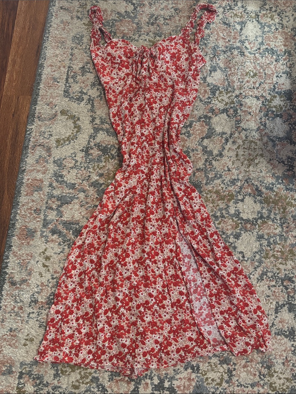 Zara Red Floral Midi Dress